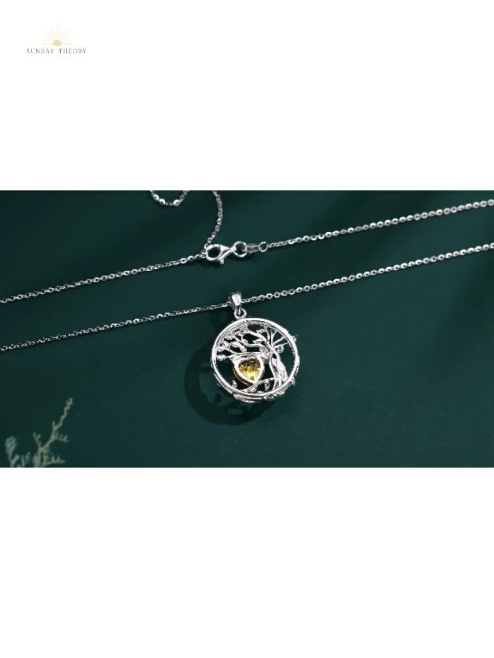 Sterling Silver Tree of Life Birthstone Pendant Necklace